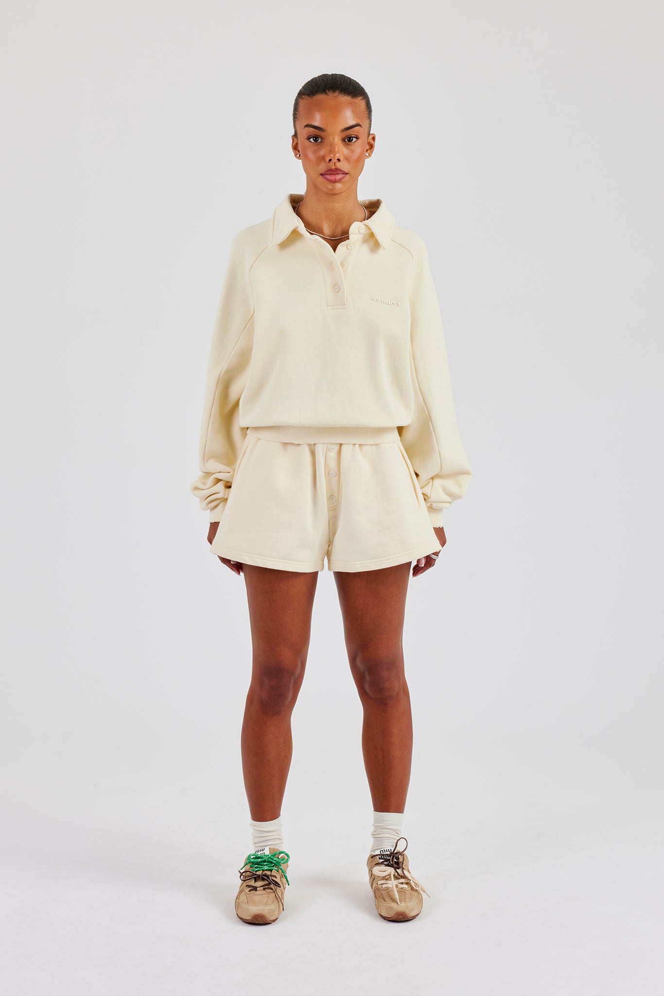 Washed Polo Sweatshirt & Short - Butter Yellow